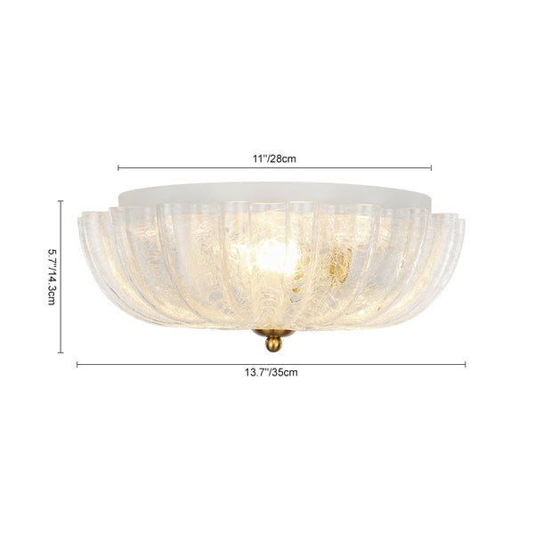 Modern Romantic 3 - Light Daisy Crackled Glass Round Flush Mount Ceiling Light - Yiilighting