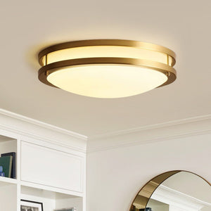 Modern Round Brass Glass LED Flush Mount Ceiling Light - Yiilighting