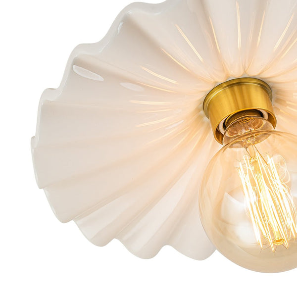 Modern Ruffled Pleated Semi - Flush Mount Ceiling Light - Yiilighting