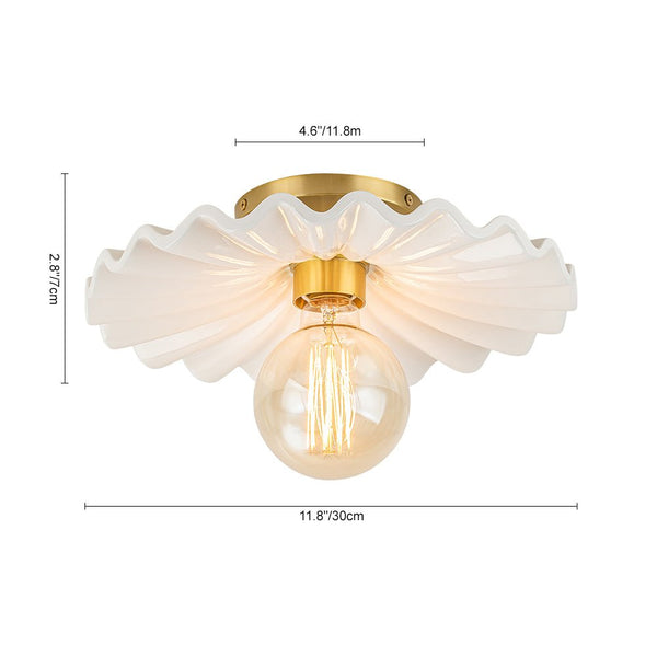 Modern Ruffled Pleated Semi - Flush Mount Ceiling Light - Yiilighting