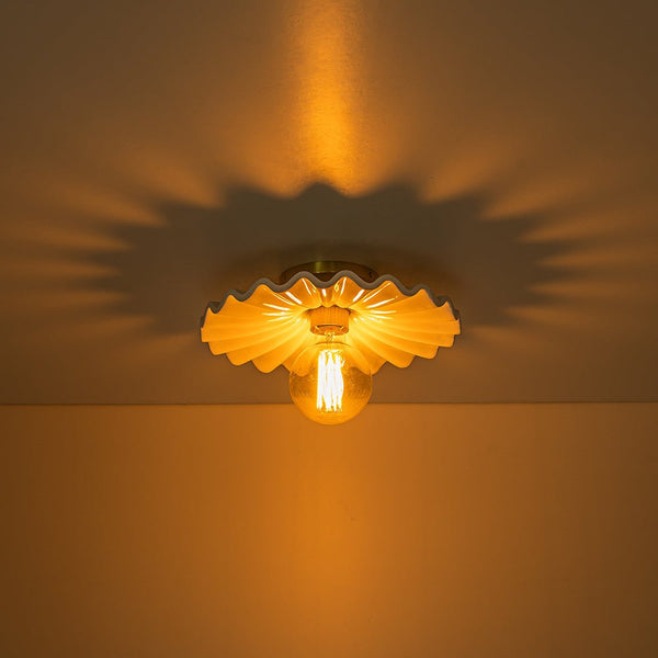 Modern Ruffled Pleated Semi - Flush Mount Ceiling Light - Yiilighting