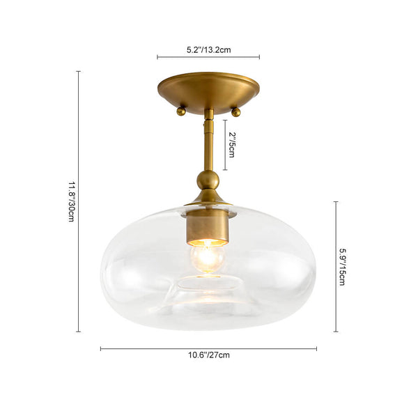 Modern Single - Light Clear Glass Semi - Flush Mount - Yiilighting