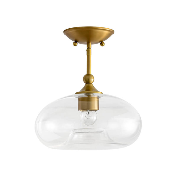 Modern Single - Light Clear Glass Semi - Flush Mount - Yiilighting