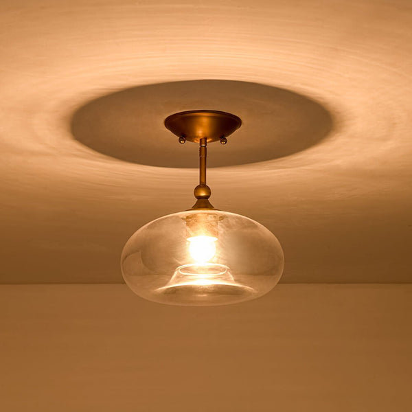 Modern Single - Light Clear Glass Semi - Flush Mount - Yiilighting