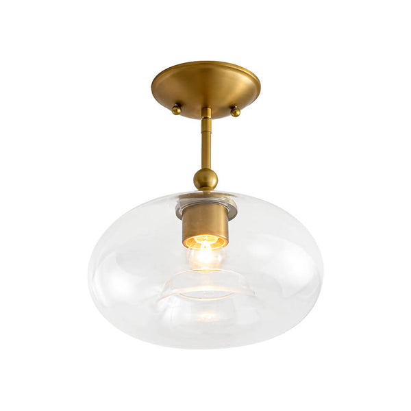 Modern Single - Light Clear Glass Semi - Flush Mount - Yiilighting