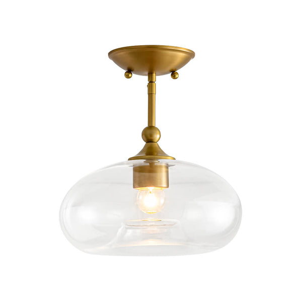 Modern Single - Light Clear Glass Semi - Flush Mount - Yiilighting