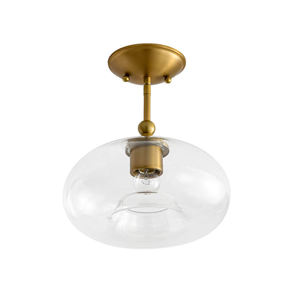 Modern Single - Light Clear Glass Semi - Flush Mount - Yiilighting