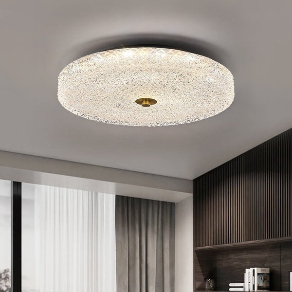 Modern Sparkle Glass Three - color LED Flush Mount Ceiling Light - Yiilighting