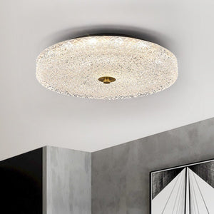 Modern Sparkle Glass Three - color LED Flush Mount Ceiling Light - Yiilighting