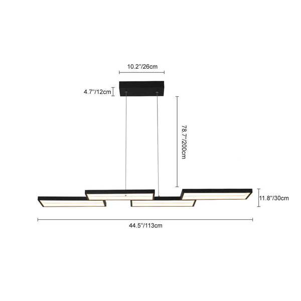 Modern Square 4 - Light Dimmable Linear LED Chandelier - Yiilighting