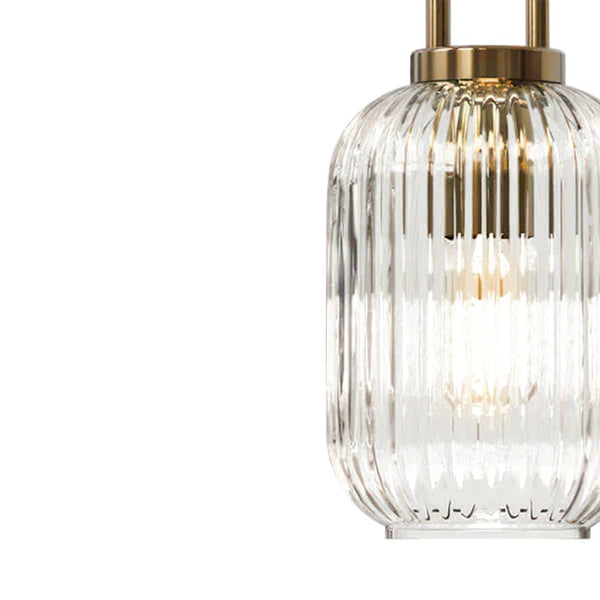 Modern Vintage Stripe Clear Glass Lantern - Shaped Single Pendant Light - Yiilighting