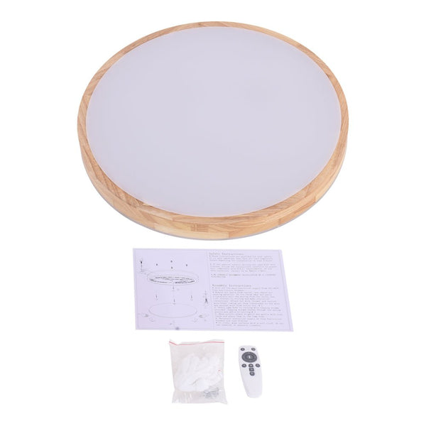 Modern Wooden Round LED Dimmable Flush Mount Ceiling Light - Yiilighting