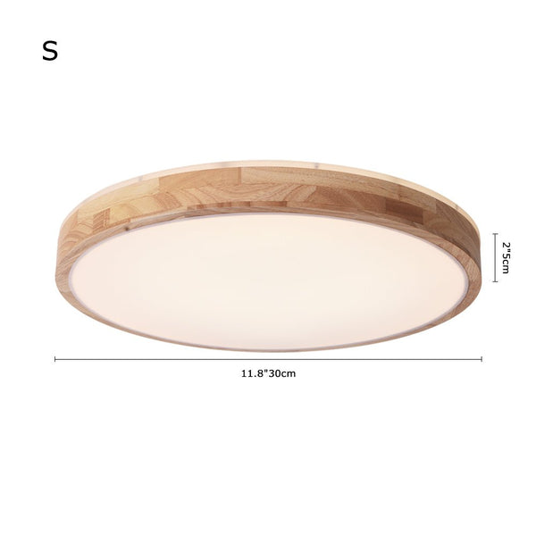 Modern Wooden Round LED Dimmable Flush Mount Ceiling Light - Yiilighting