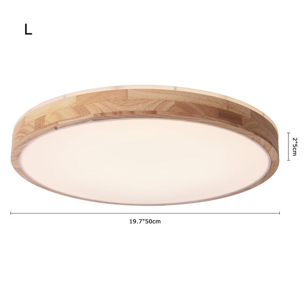 Modern Wooden Round LED Dimmable Flush Mount Ceiling Light - Yiilighting