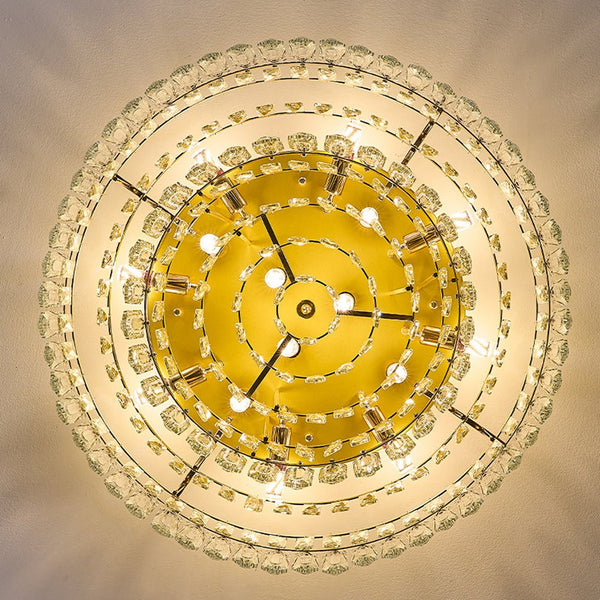 Multi - Size Luxury K9 Crystal Tiered Flush Mount Ceiling Light - Yiilighting