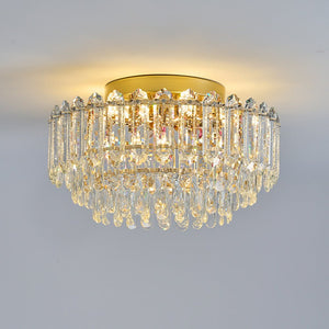 Multi - Size Luxury K9 Crystal Tiered Flush Mount Ceiling Light - Yiilighting