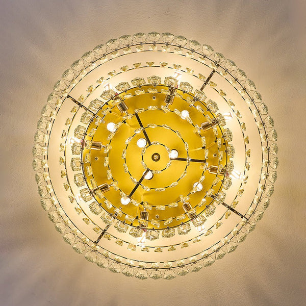Multi - Size Luxury K9 Crystal Tiered Flush Mount Ceiling Light - Yiilighting