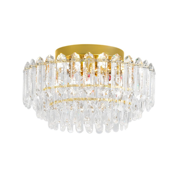 Multi - Size Luxury K9 Crystal Tiered Flush Mount Ceiling Light - Yiilighting