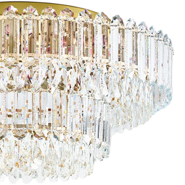 Multi - Size Luxury K9 Crystal Tiered Flush Mount Ceiling Light - Yiilighting