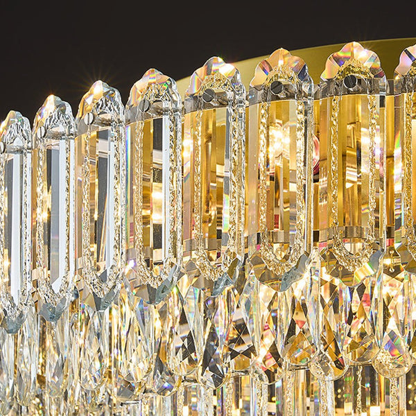 Multi - Size Luxury K9 Crystal Tiered Flush Mount Ceiling Light - Yiilighting