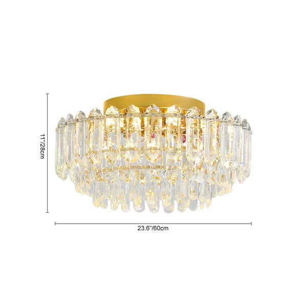 Multi - Size Luxury K9 Crystal Tiered Flush Mount Ceiling Light - Yiilighting