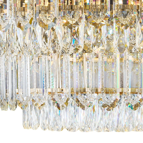 Multi - Size Luxury K9 Crystal Tiered Flush Mount Ceiling Light - Yiilighting