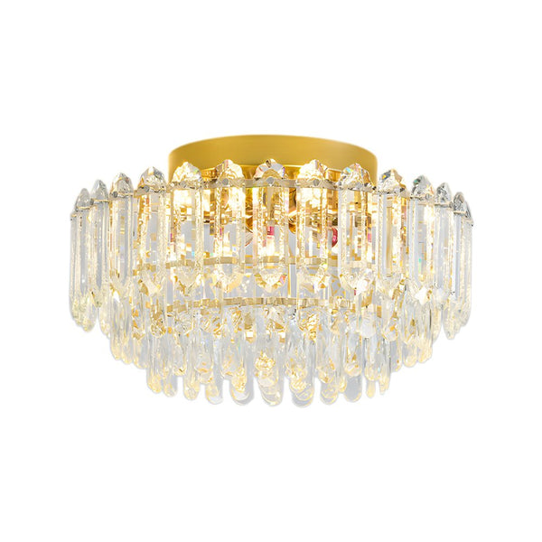 Multi - Size Luxury K9 Crystal Tiered Flush Mount Ceiling Light - Yiilighting