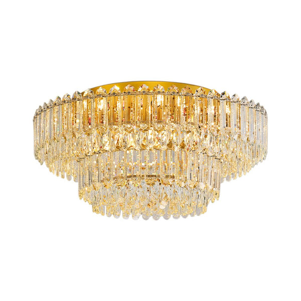 Multi - Size Luxury K9 Crystal Tiered Flush Mount Ceiling Light - Yiilighting