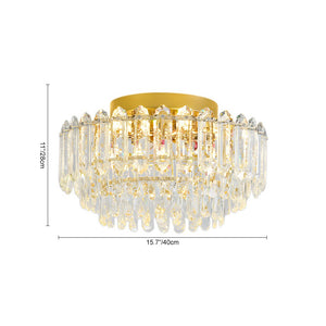 Multi - Size Luxury K9 Crystal Tiered Flush Mount Ceiling Light - Yiilighting