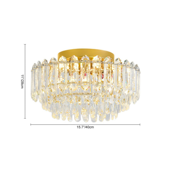 Multi - Size Luxury K9 Crystal Tiered Flush Mount Ceiling Light - Yiilighting
