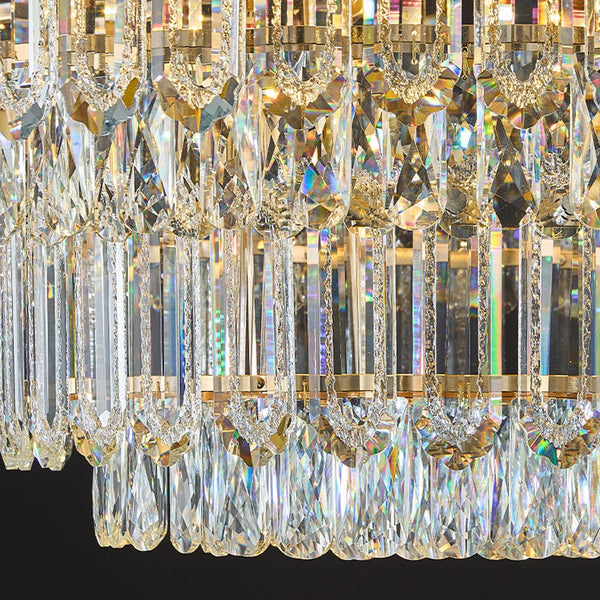 Multi - Size Luxury K9 Crystal Tiered Flush Mount Ceiling Light - Yiilighting