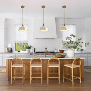Natural Botanical Cream Lotus Leaf Wavy Rim Milky Glass Pendant Light - Yiilighting