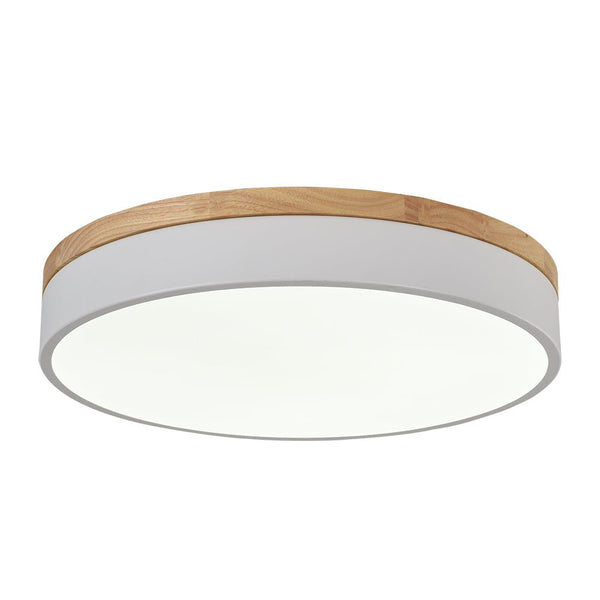 Natural Wood Trim Dimmable LED Round Flush Ceiling Light - Yiilighting