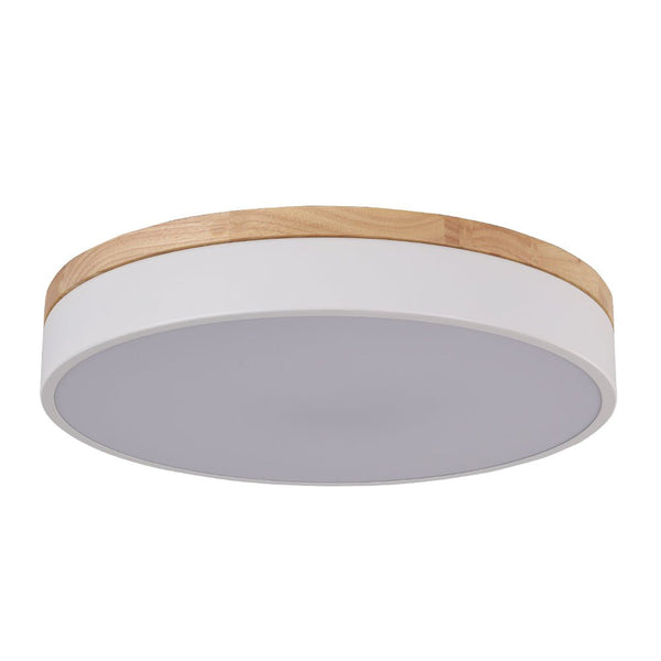 Natural Wood Trim Dimmable LED Round Flush Ceiling Light - Yiilighting