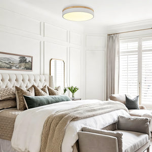 Natural Wood Trim Dimmable LED Round Flush Ceiling Light - Yiilighting