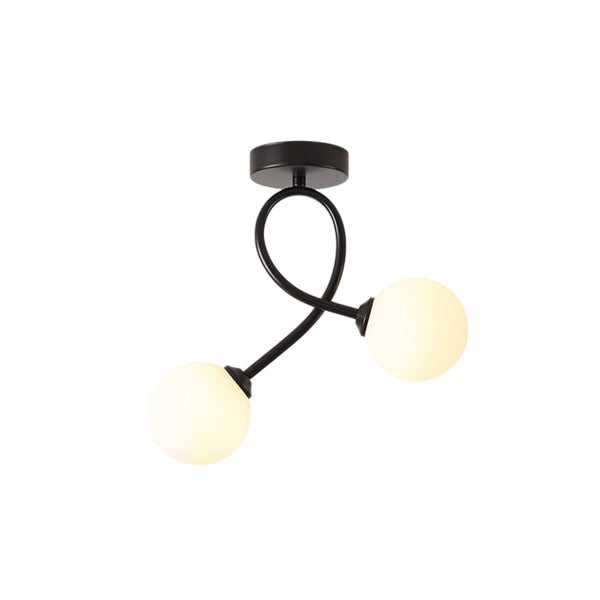 Nordic 2-light Artistic curved Opal Glass Semi Flush - Yiilighting