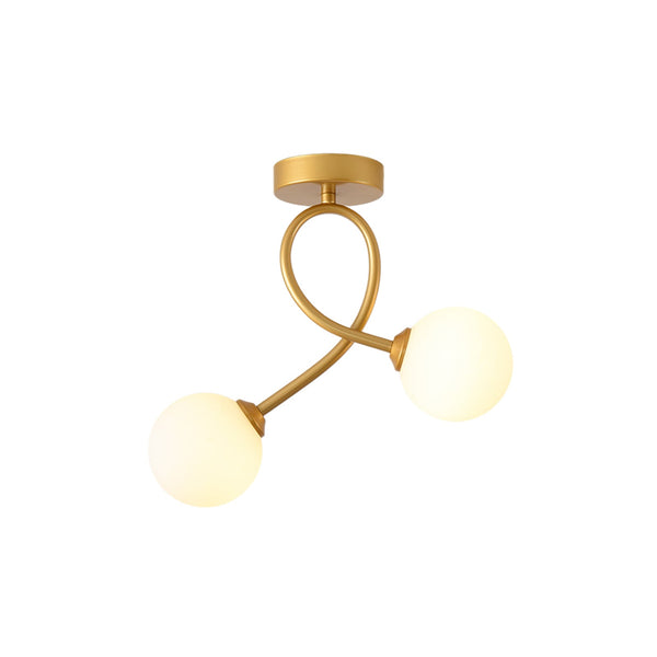 Nordic 2-light Artistic curved Opal Glass Semi Flush - Yiilighting