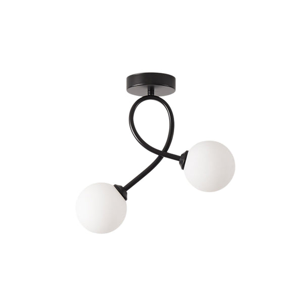 Nordic 2-light Artistic curved Opal Glass Semi Flush - Yiilighting