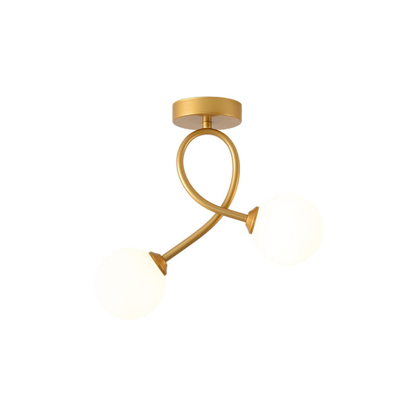 Nordic 2-light Artistic curved Opal Glass Semi Flush - Yiilighting