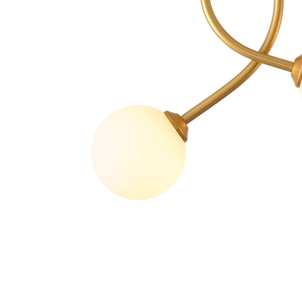 Nordic 2-light Artistic curved Opal Glass Semi Flush - Yiilighting
