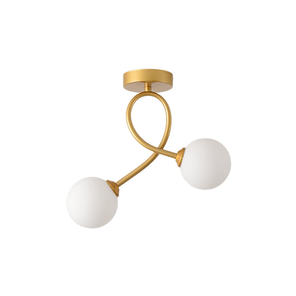 Nordic 2-light Artistic curved Opal Glass Semi Flush - Yiilighting