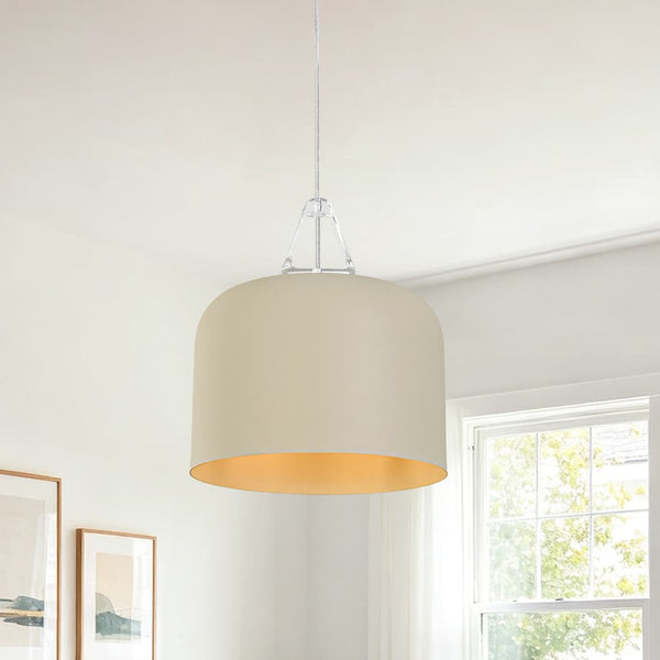 Nordic Cream Style Khaki Drum Single Pendant Light - Yiilighting