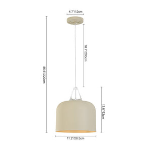 Nordic Cream Style Khaki Drum Single Pendant Light - Yiilighting