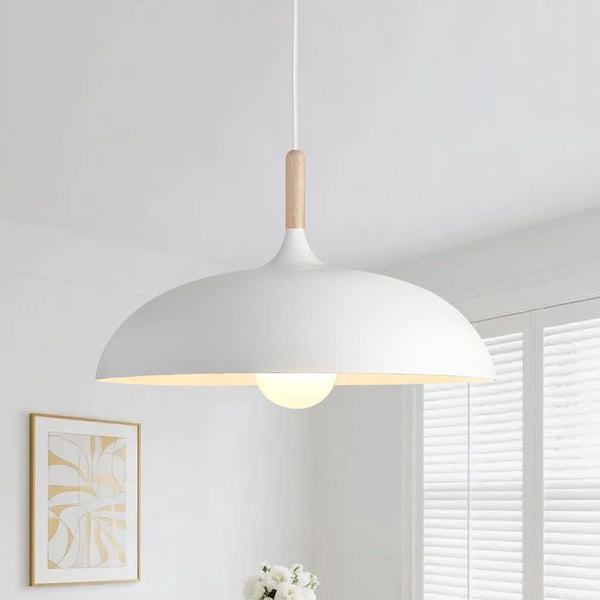 Nordic Minimalism 1 - Light Aluminum Wood Umbrella - Shaped Pendant Light - Yiilighting