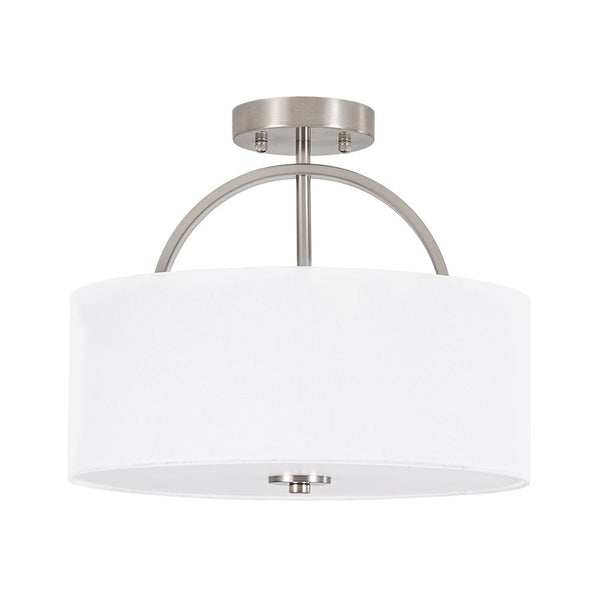 Nordic Minimalist 2-Light Round Drum White Fabric Ceiling Lamp - Yiilighting
