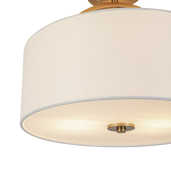 Nordic Minimalist 2-Light Round Drum White Fabric Ceiling Lamp - Yiilighting