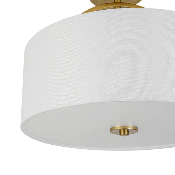 Nordic Minimalist 2-Light Round Drum White Fabric Ceiling Lamp - Yiilighting