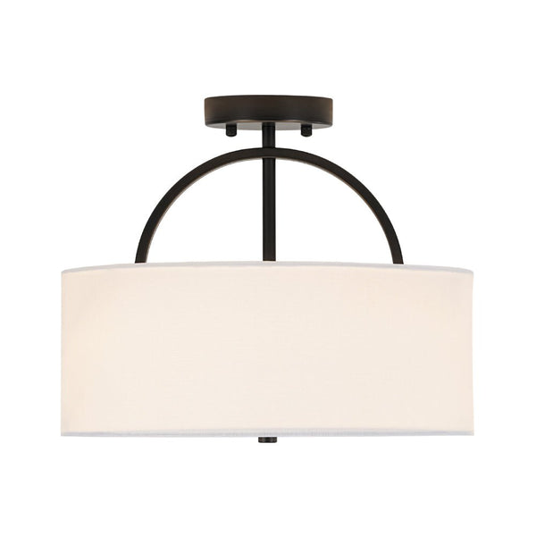 Nordic Minimalist 2-Light Round Drum White Fabric Ceiling Lamp - Yiilighting