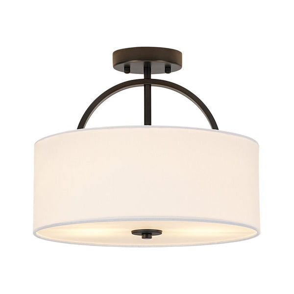 Nordic Minimalist 2-Light Round Drum White Fabric Ceiling Lamp - Yiilighting