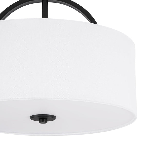 Nordic Minimalist 2-Light Round Drum White Fabric Ceiling Lamp - Yiilighting